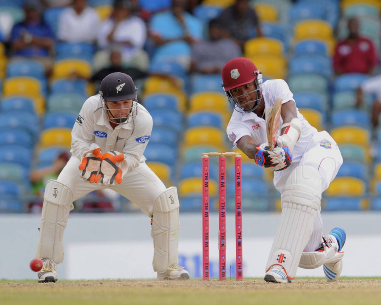 Kraigg Brathwaite stroked an eye-catching half-century, West Indies v New Zealand, 3rd Test, Barbados, 2nd day, June 27, 2014