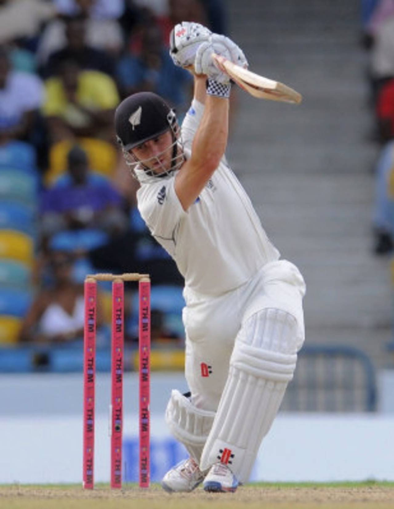 Kane Williamson drives, West Indies v New Zealand, 3rd Test, Bridgetown, 3rd day, June 28, 2014
