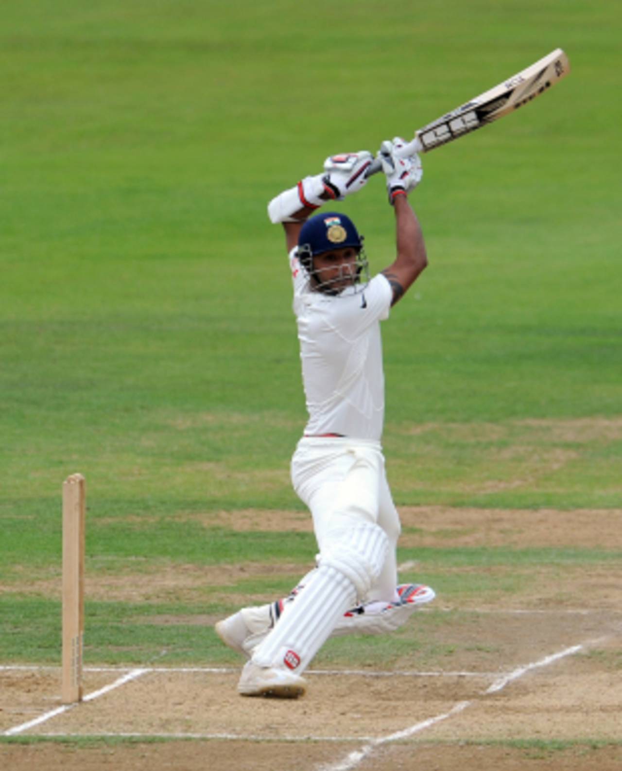 Stuart Binny picks a gap on the off side on his way to 81, Derbyshire v Indians, tour match, Derby, 2nd day, July 2, 2014