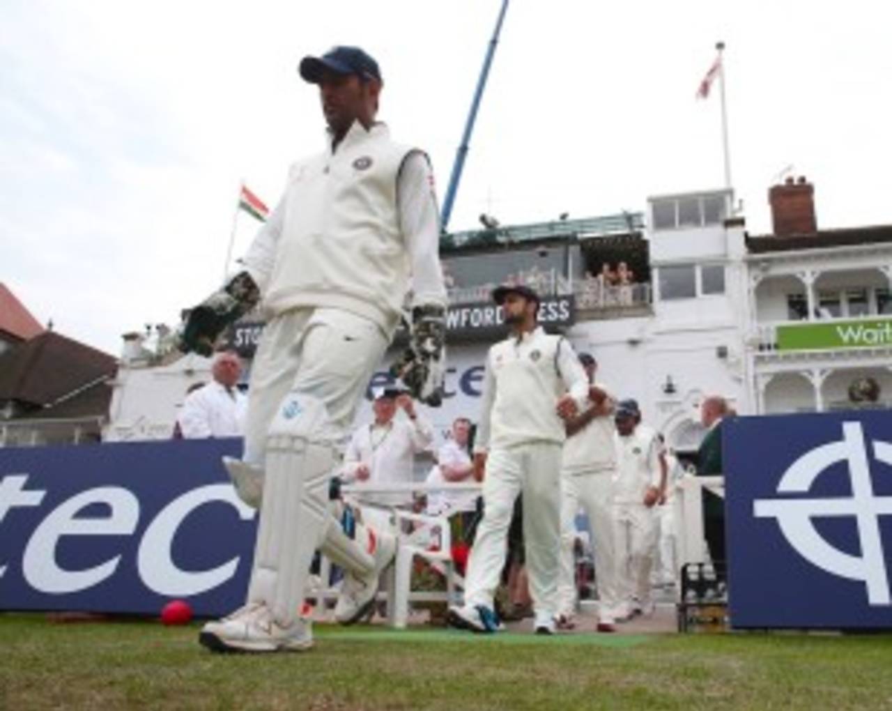 MS Dhoni leads his troops in on the third morning, England v India, 1st Investec Test, Trent Bridge, 3rd day, July 11, 2014