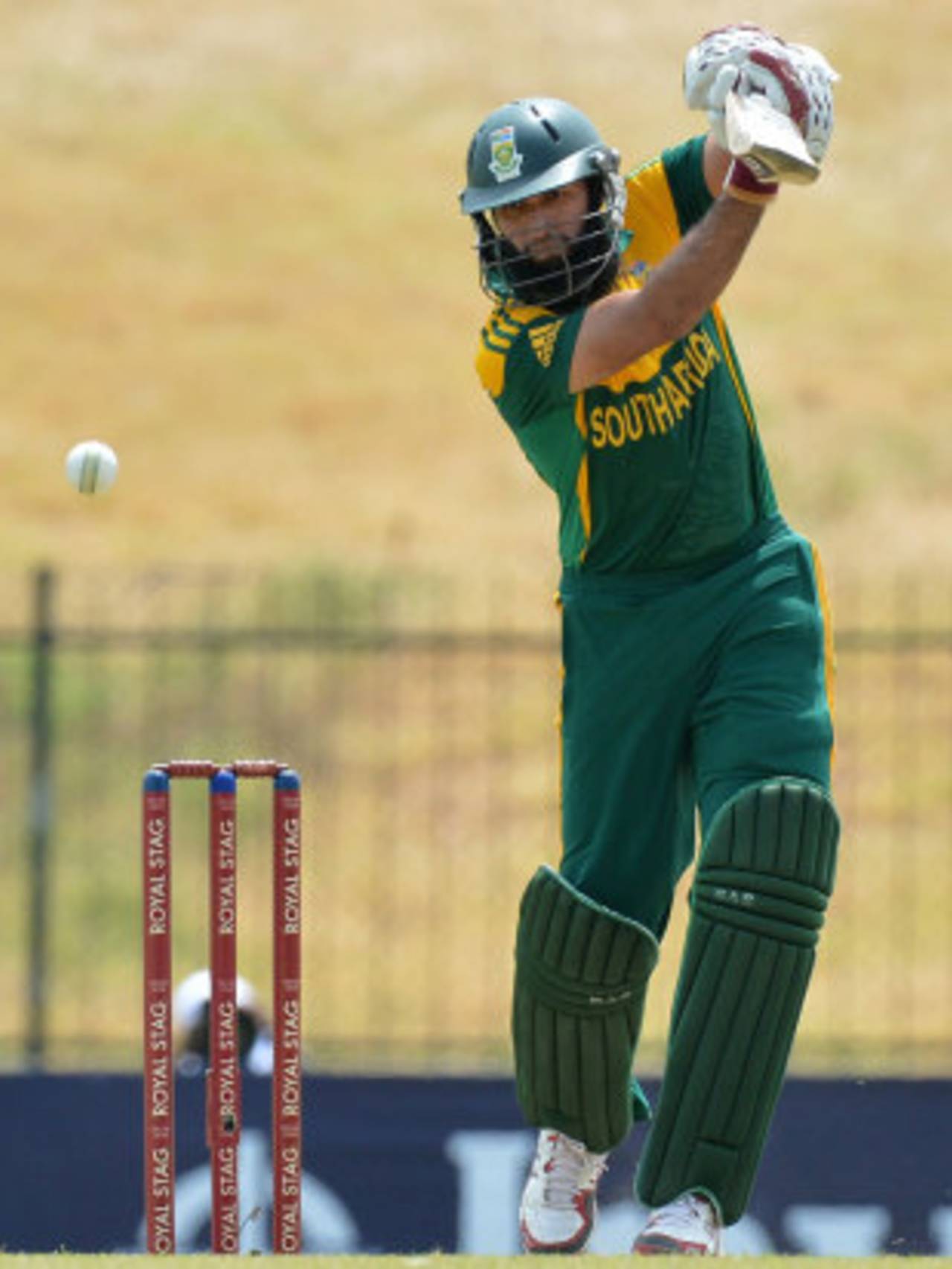 Hashim Amla punches to the off side, Sri Lanka v South Africa, 3rd ODI, Hambantota, July 12, 2014
