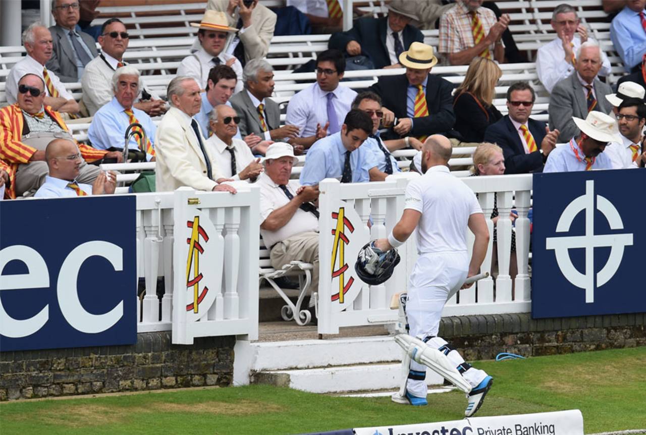 Matt Prior on his way back to the dressing room, England v India, 2nd Investec Test, Lord's, 5th day, July 21, 2014