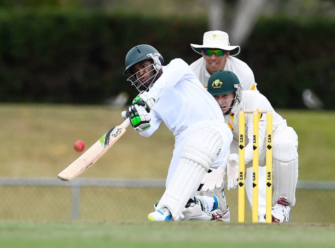 Temba Bavuma goes over the top, Australia A v South Africa A, 1st unofficial Test, Townsville, August 8, 2014