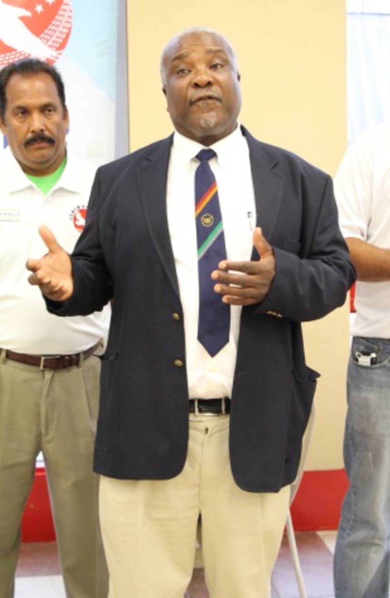 Gladstone Dainty speaks at the USACA T20 National Championship, USACA T20 National Championship, Lauderhill, August 16, 2014