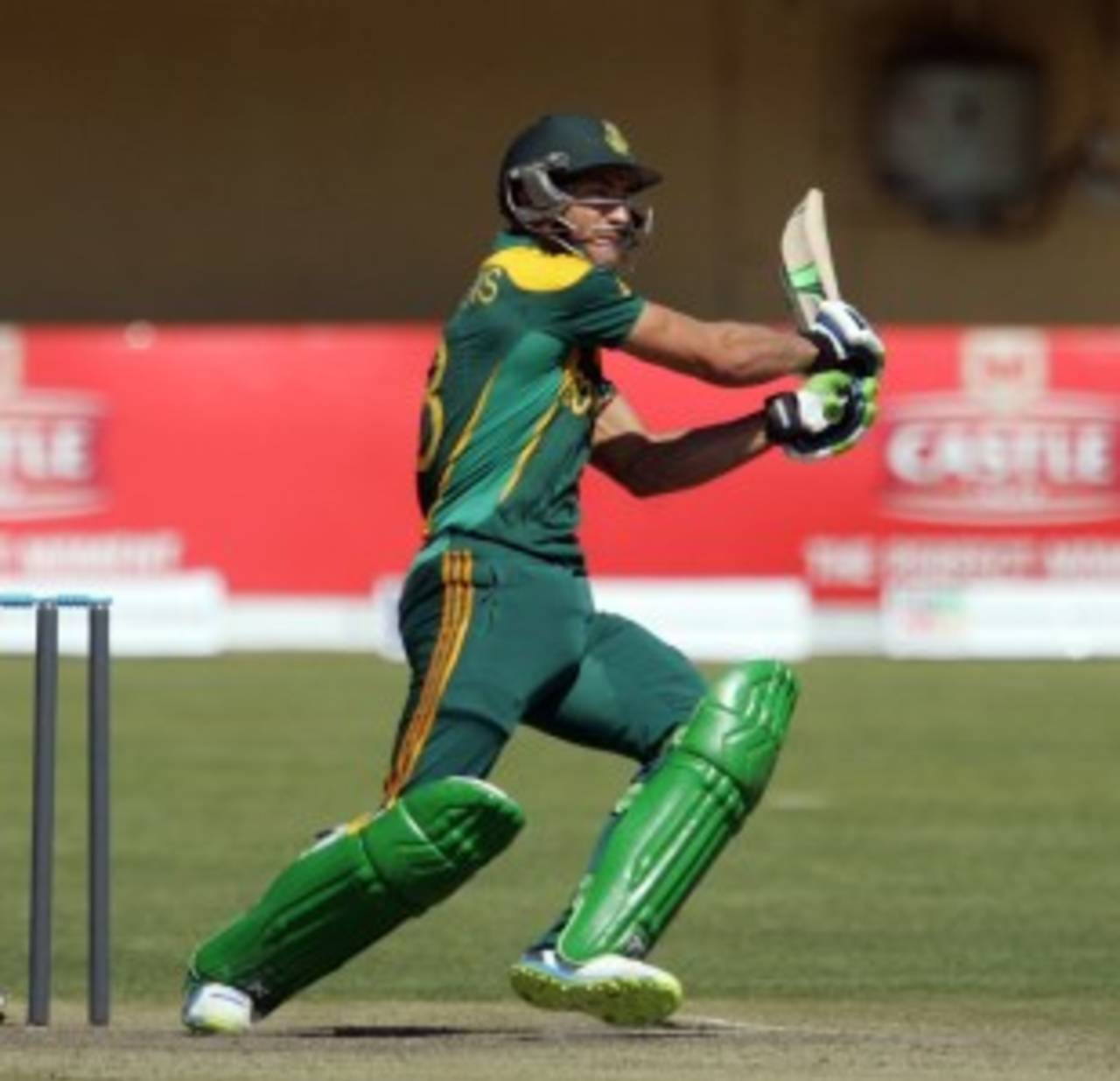 Faf du Plessis packs power into a shot, Zimbabwe v South Africa, 2nd ODI, Bulawayo, August 19, 2014