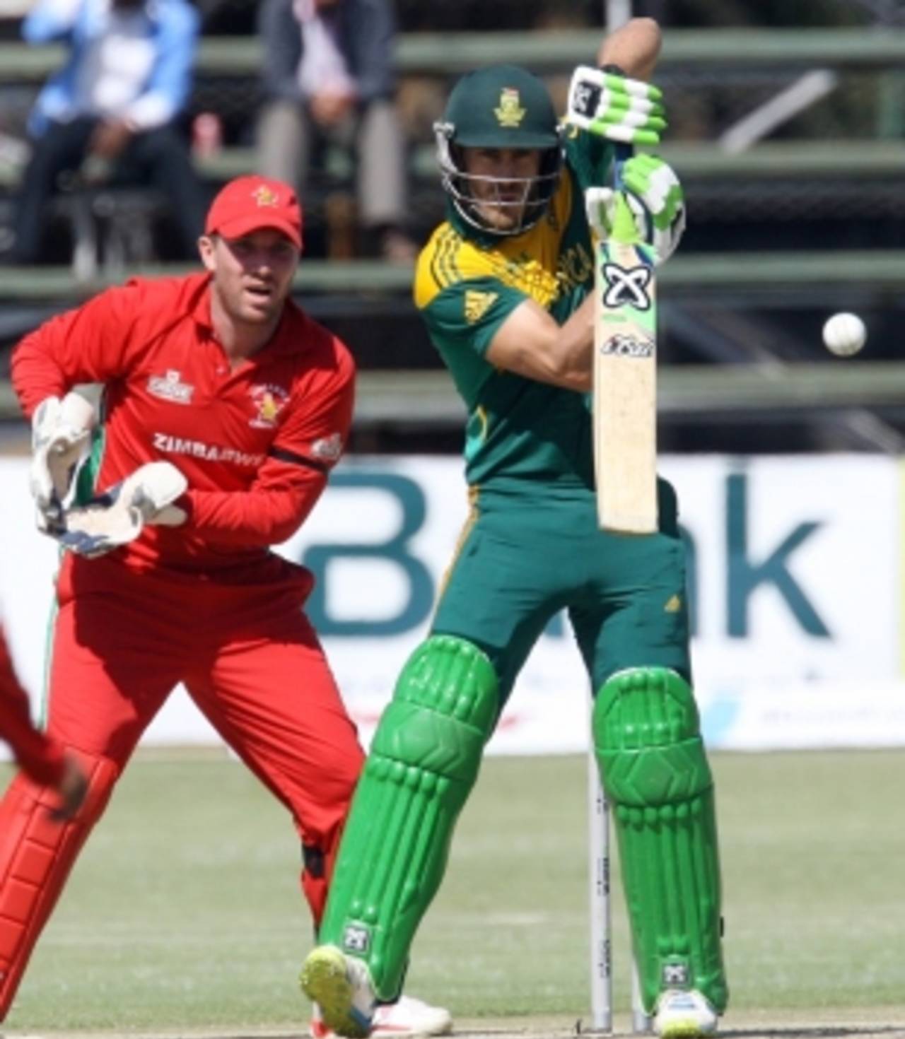 Faf du Plessis was solid against the spinners, Zimbabwe v South Africa, tri-series, Harare, September 4, 2014