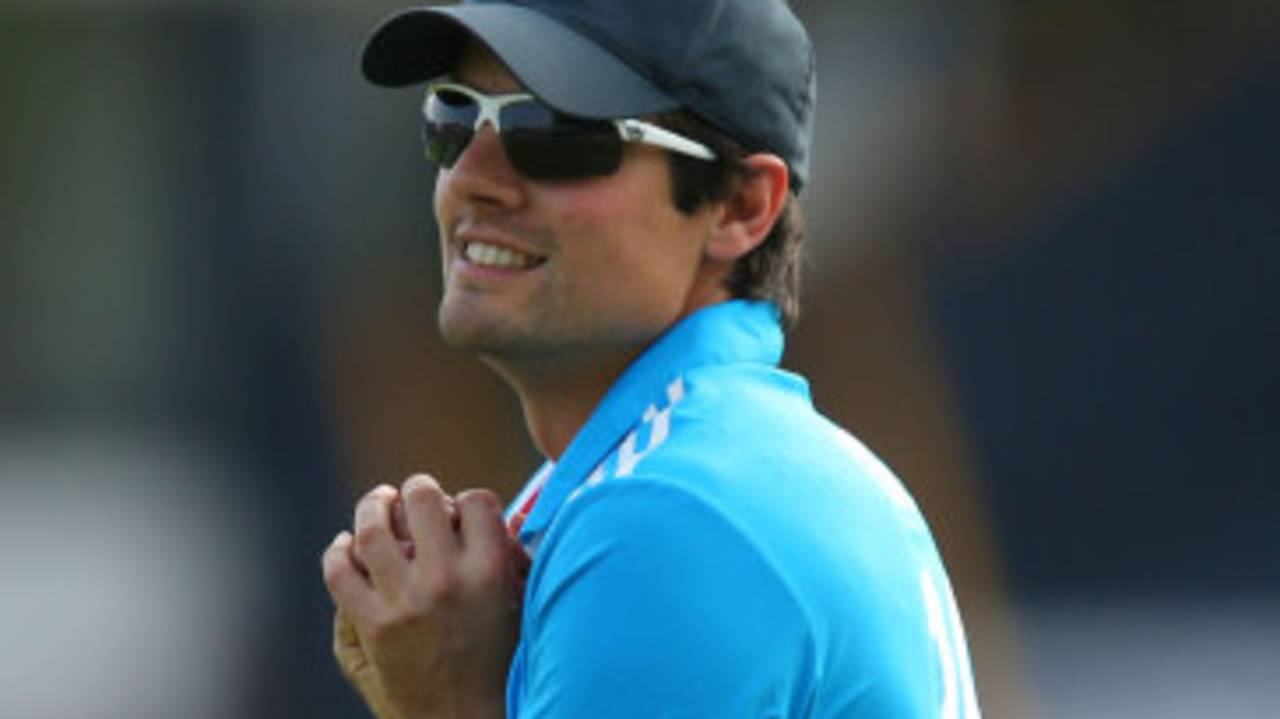 Something to smile about: Alastair Cook holds on to a catch, England v India, 5th ODI, Headingley, September 5, 2014