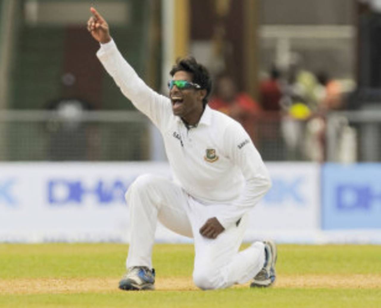 Shuvagato Hom belts out an appeal, West Indies v Bangladesh, 1st Test, St Vincent, 1st day, September 5, 2014