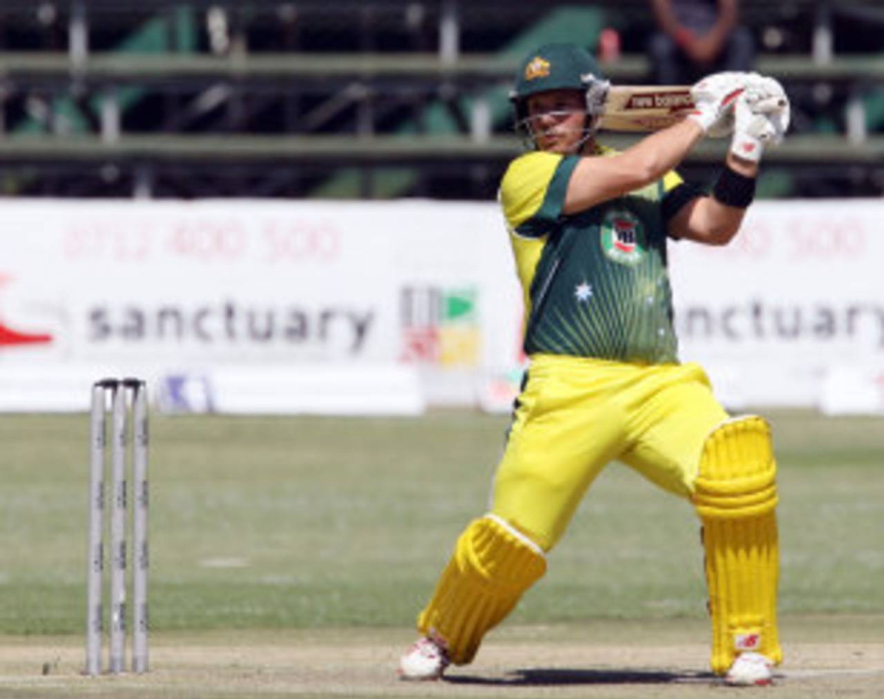 Aaron Finch attacks the off side, Australia v South Africa, tri-series final, Harare, September 6, 2014