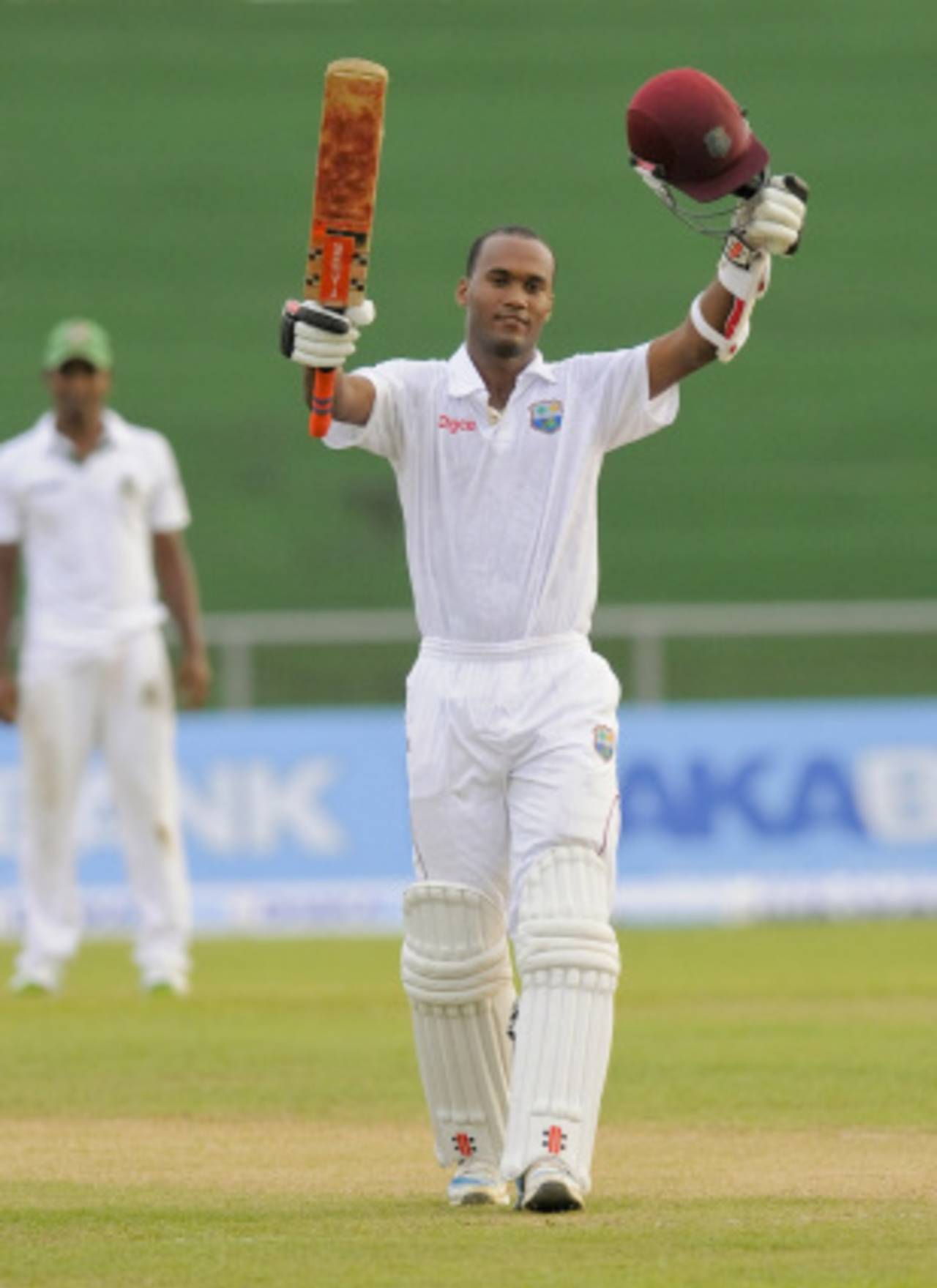 Kraigg Brathwaite celebrates his maiden double-hundred, West Indies v Bangladesh, 1st Test,  St Vincent, 2nd day, September 6, 2014