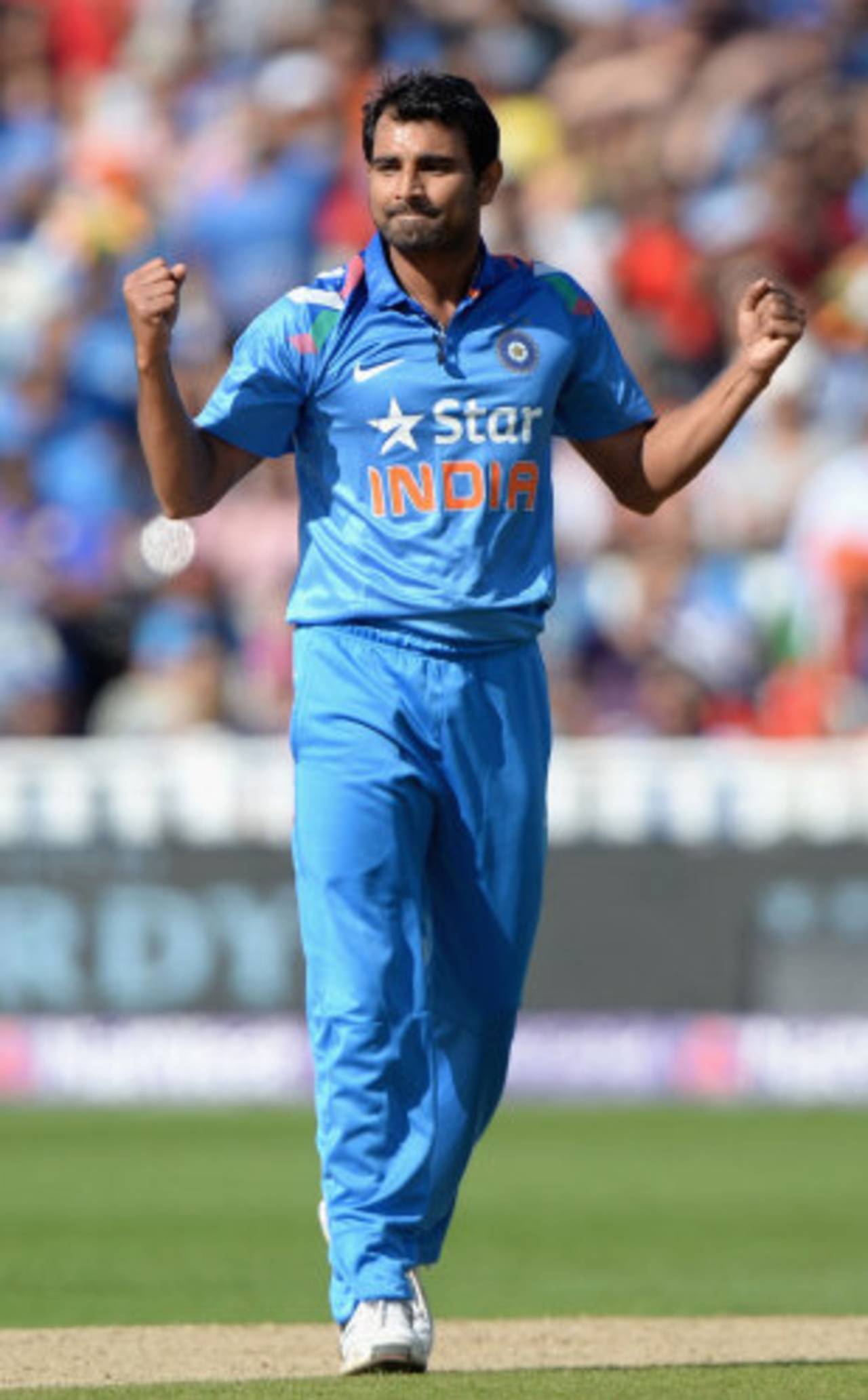 Mohammed Shami took the first wicket of the afternoon, England v India, only T20, Edgbaston, September 7, 2014
