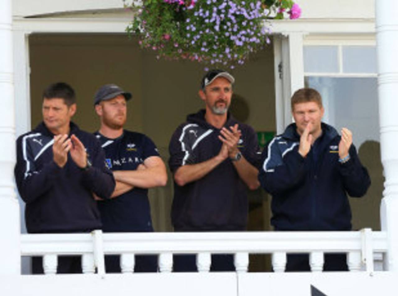 Andrew Gale (second from left) had to watch the presentation from the dressing room&nbsp;&nbsp;&bull;&nbsp;&nbsp;PA Photos