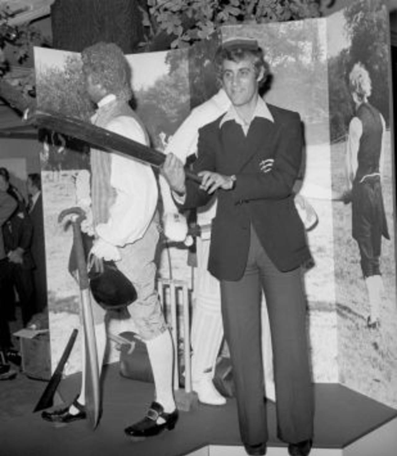Mike Brearley opens the sports exhibition at Selfridges department store, London, September 5, 1977