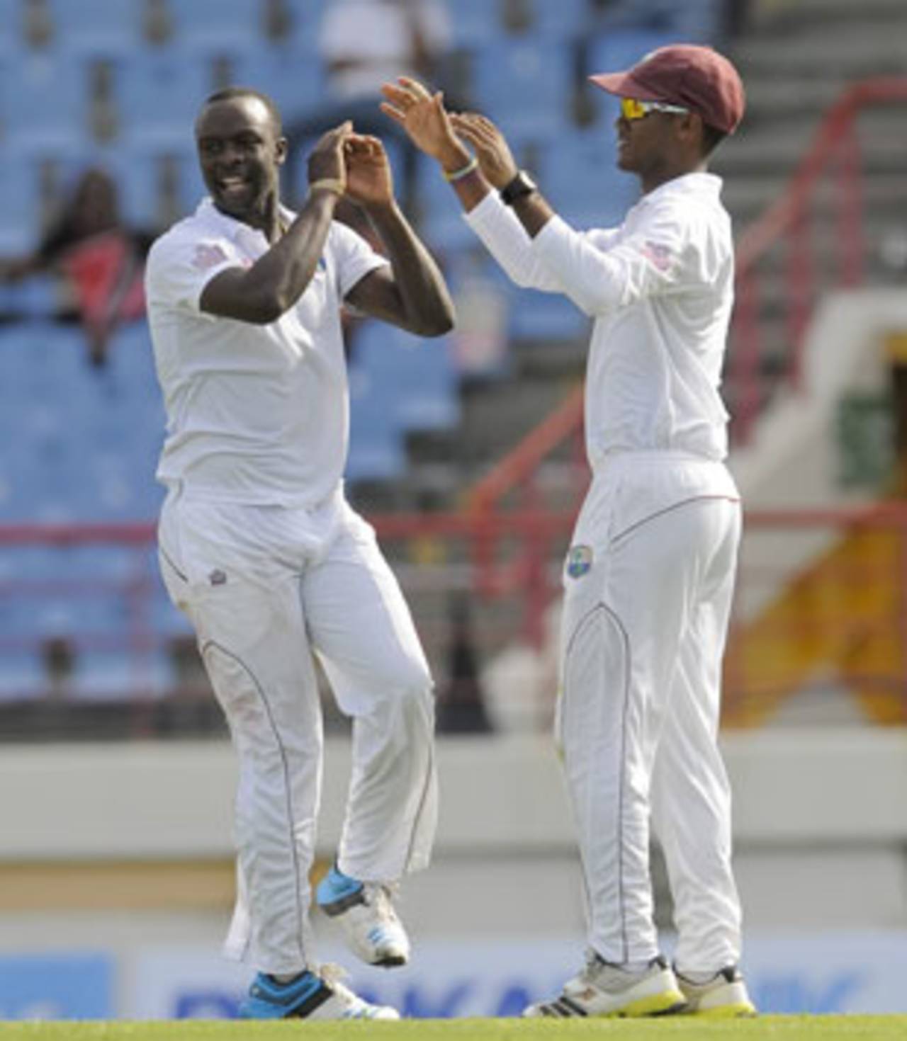 Kemar Roach celebrates a dismissal, West Indies v Bangladesh, 2nd Test, St. Lucia, 2nd day, September 14, 2014
