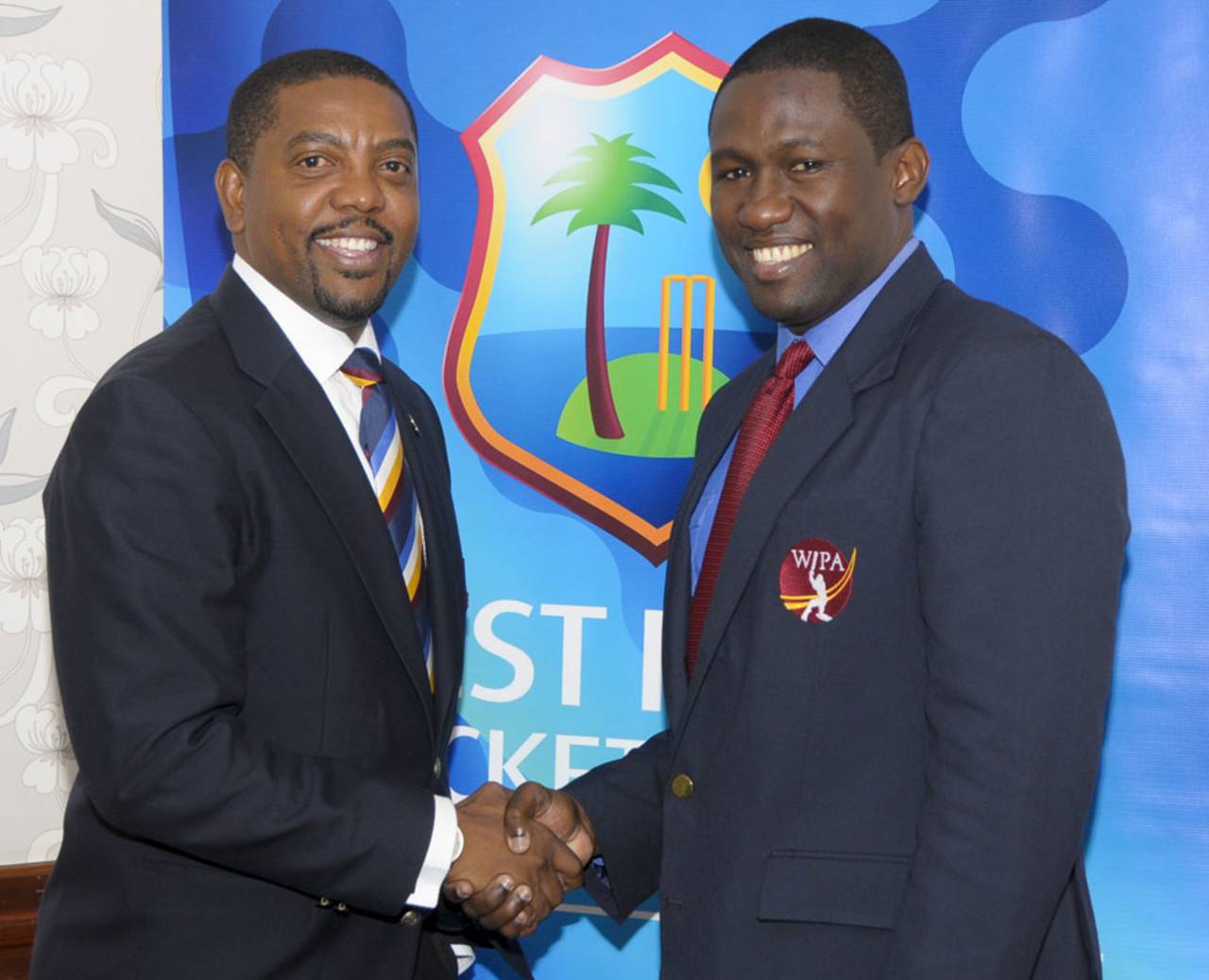 WICB president Dave Cameron (left) has said that the BCCI cannot press for legal proceedings as Indian courts lacked jurisdiction in the matter&nbsp;&nbsp;&bull;&nbsp;&nbsp;WICB Media Photo/Randy Brooks