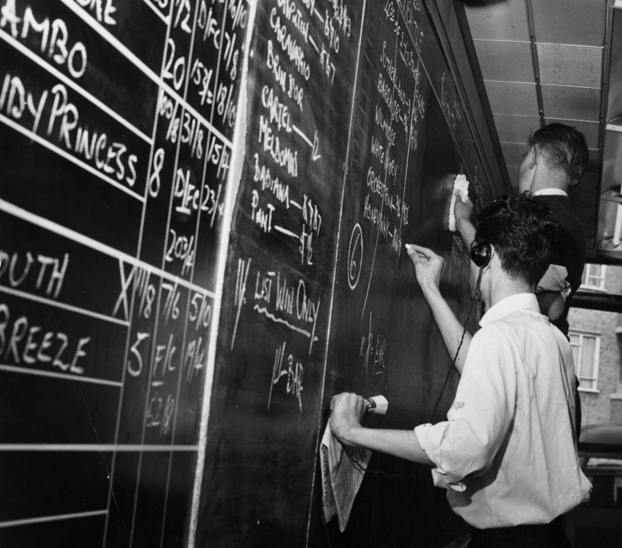 A betting blackboard, 1963