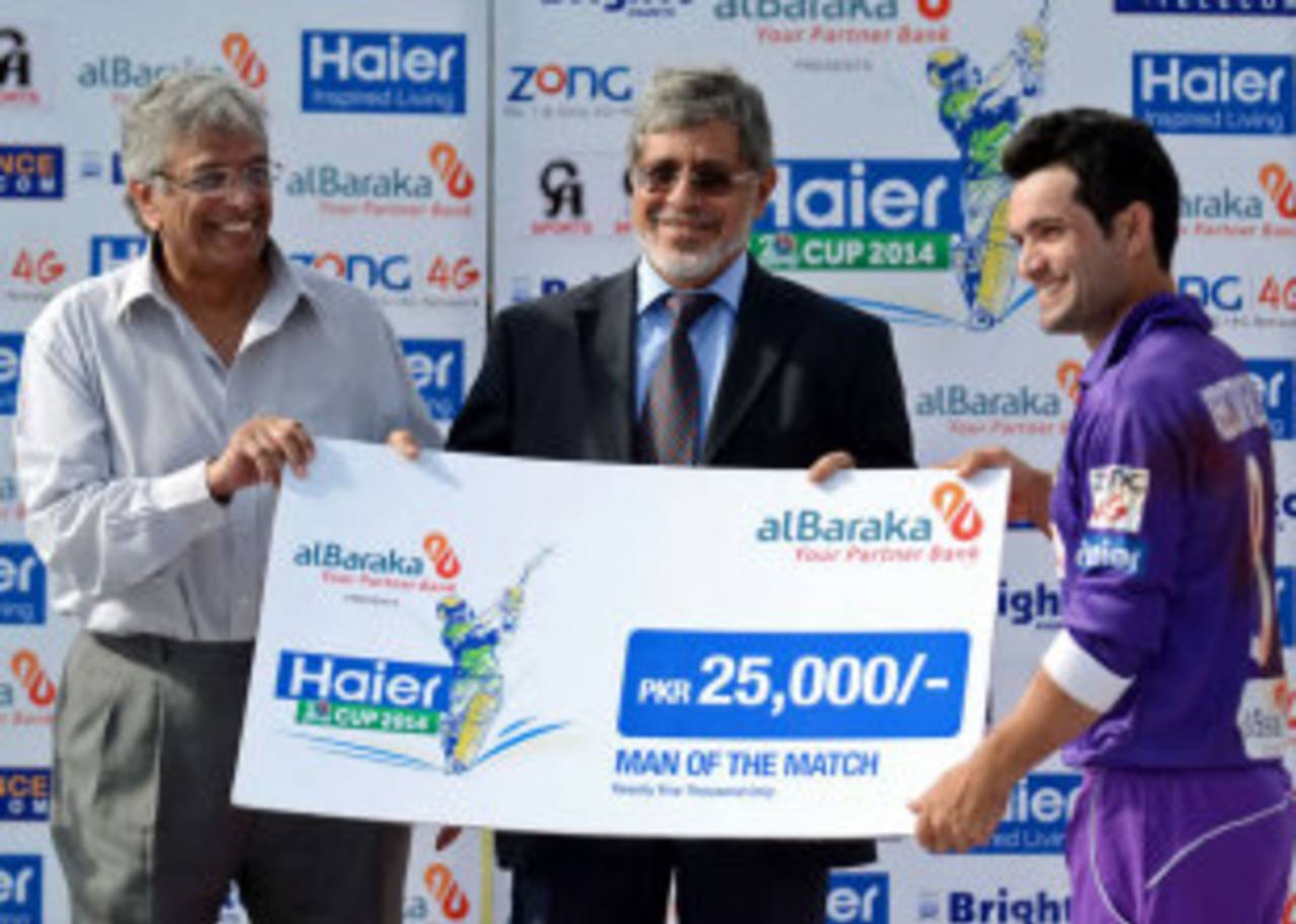 Kamran Ghulam took 4 for 11 in Abbottabad Falcons' eight-wicket win, Dera Murad Jamali Ibexes v Abbottabad Falcons, Group D, Haier Cup National Twenty20 2014, September 24, 2014