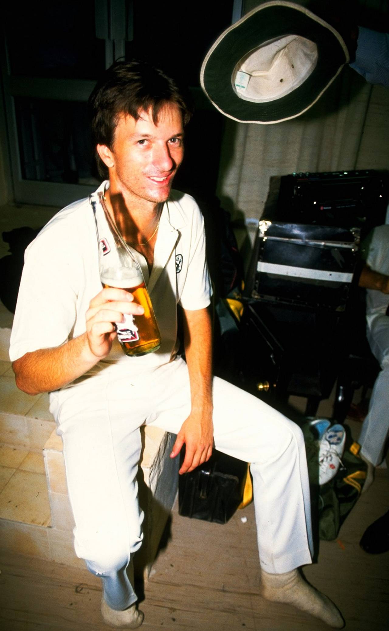 Steve Waugh enjoys a beer after the World Cup final, Australia v England, World Cup, final, Kolkata, November 8, 1987