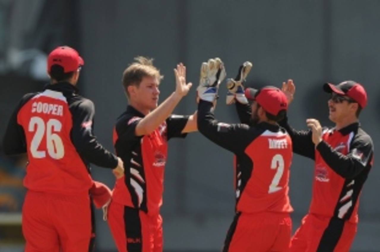 Adam Zampa celebrates one of his four wickets, South Australia v Western Australia, Matador BBQs Cup, Brisbane, October 8, 2014