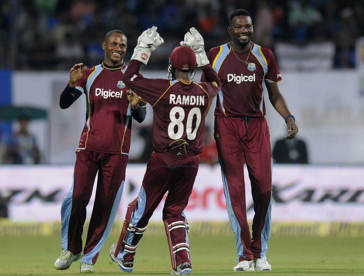 Marlon Samuels took two wickets, India v West Indies, 1st ODI, Kochi, October 8, 2014