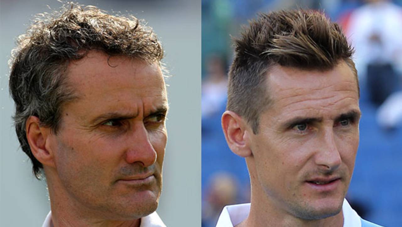 Composite: Billy Bowden and Miroslav Klose