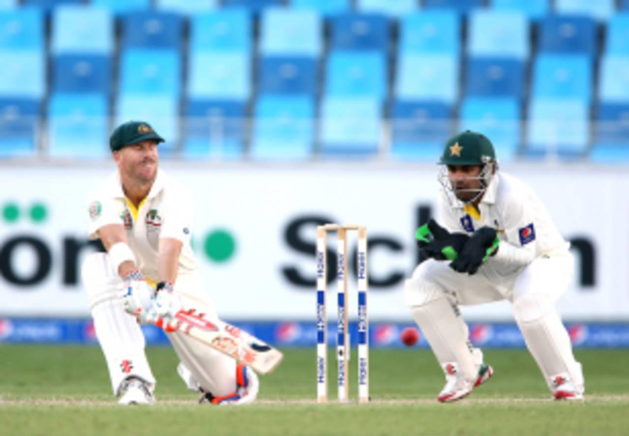 David Warner matched Sarfraz Ahmed's aggressive approach when Australia began their reply in the final session&nbsp;&nbsp;&bull;&nbsp;&nbsp;Getty Images
