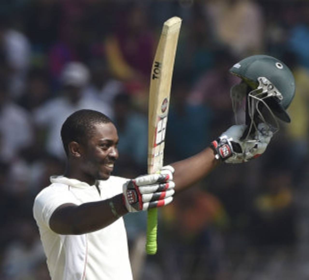 Regis Chakabva celebrates his maiden Test century, Bangladesh v Zimbabwe, 2nd Test, Khulna, 4th day, November 6, 2014