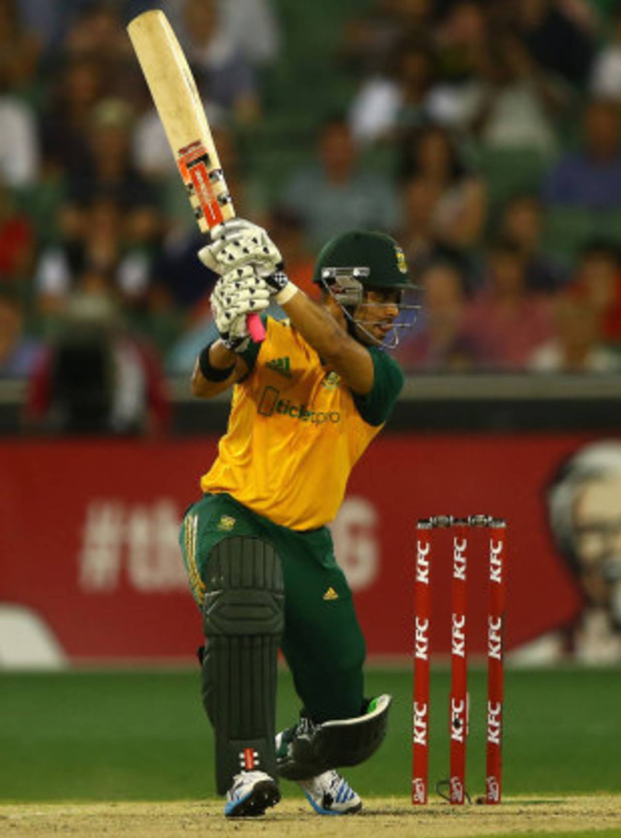 JP Duminy crashes one square on the off side, Australia v South Africa, 2nd T20, Melbourne, November 7, 2014
