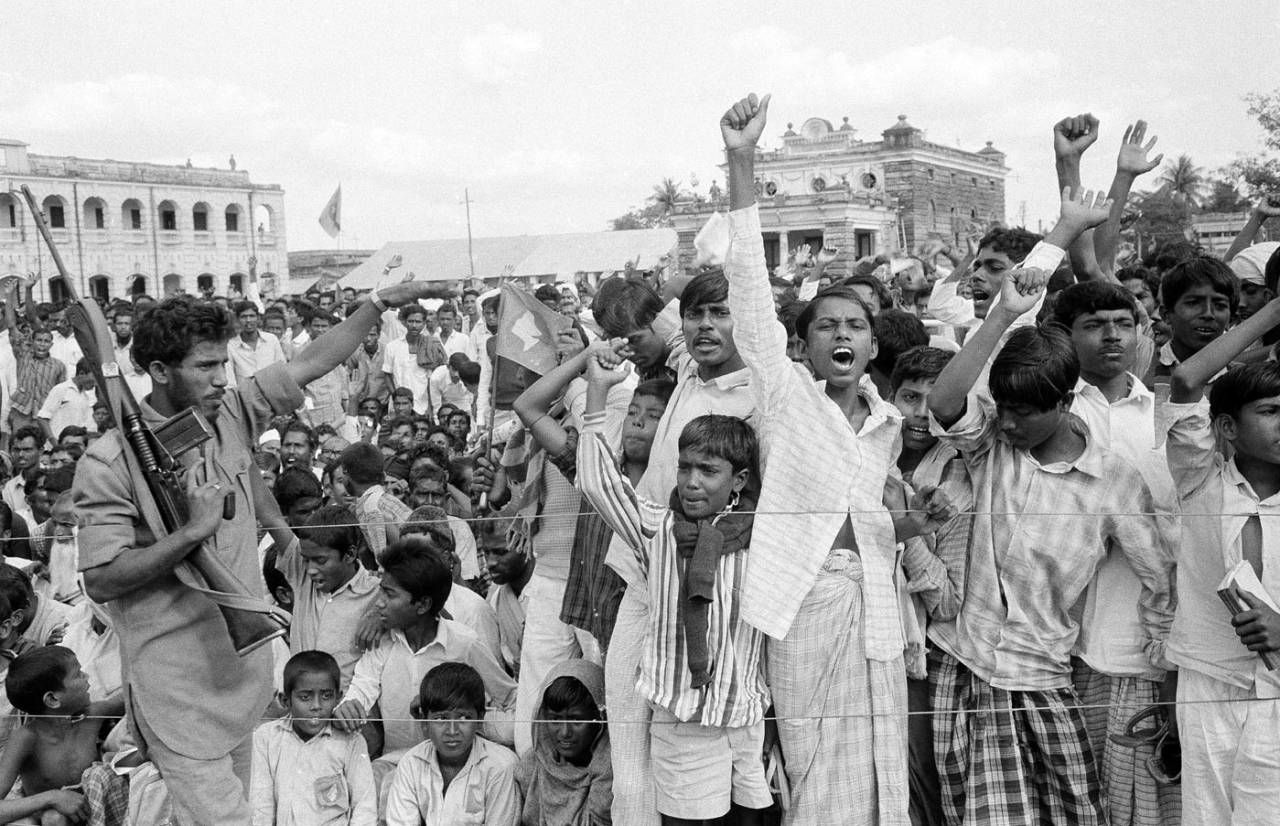 Crowds rally in support of the acting government in Jessore near the Indian border at a mass meeting in December 1971&nbsp;&nbsp;&bull;&nbsp;&nbsp;Associated Press