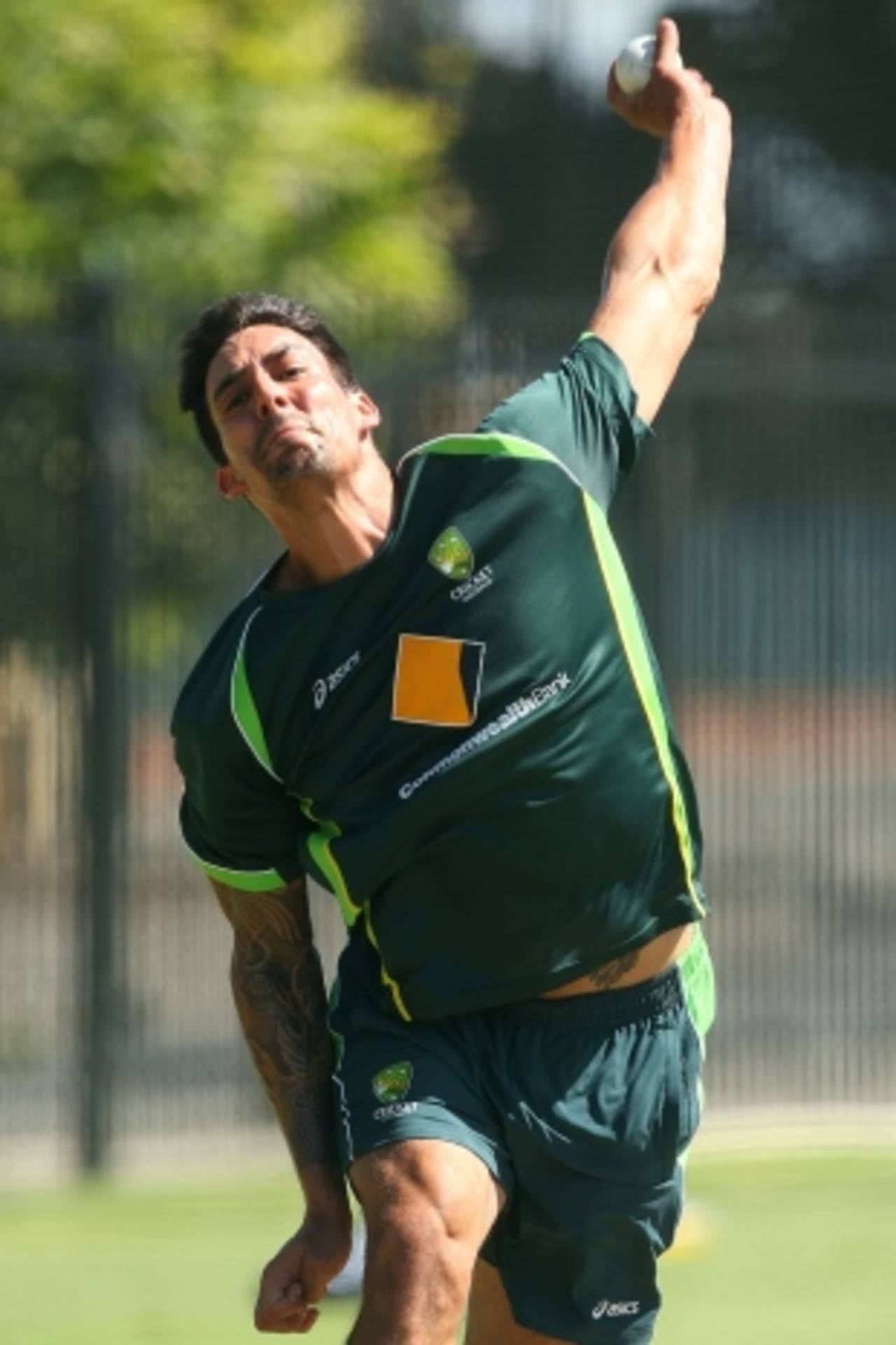 Mitchell Johnson bowls in the WACA nets, Perth, November 11, 2014