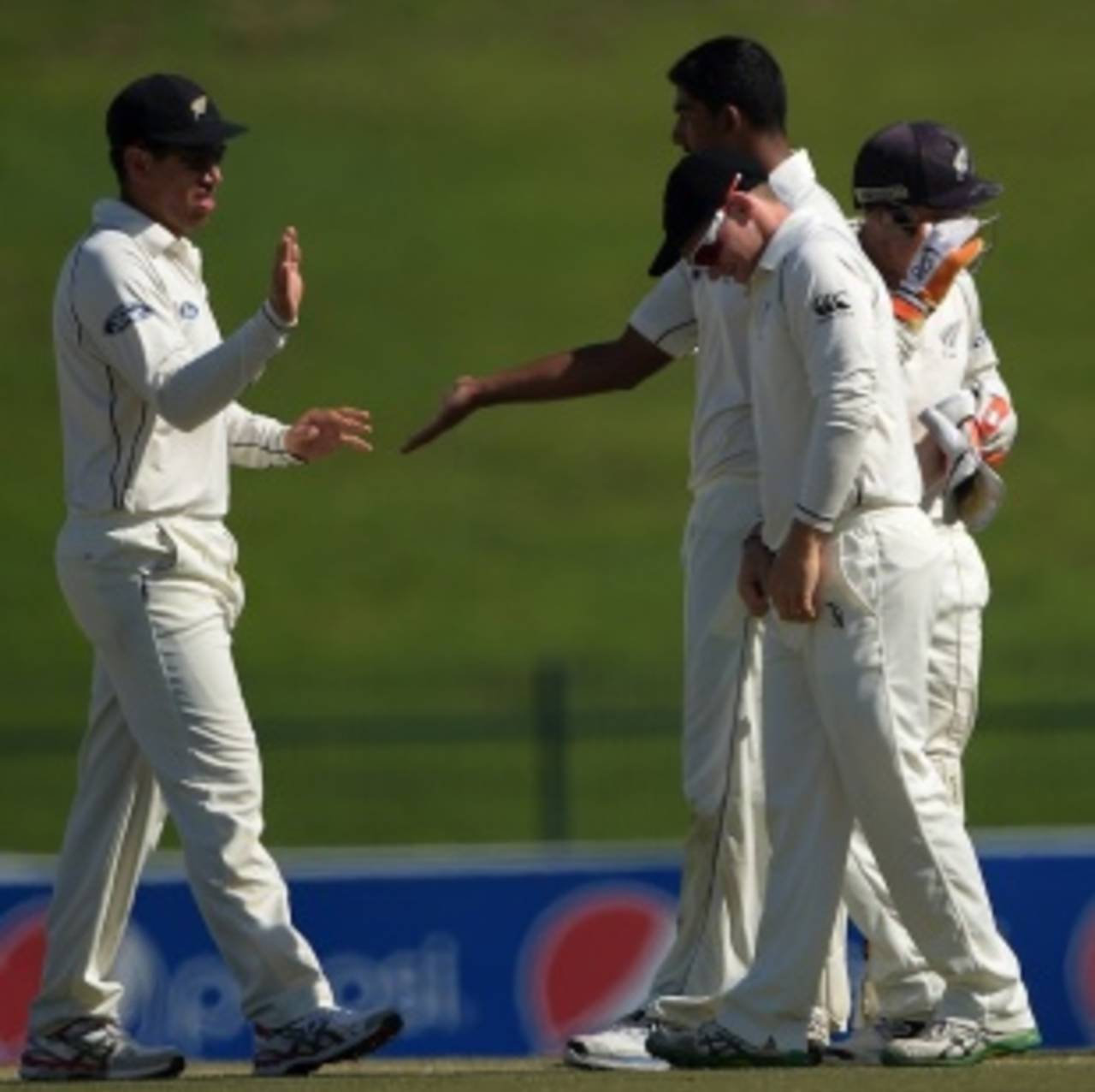 Ish Sodhi celebrates a wicket, Pakistan v New Zealand, 1st Test, Abu Dhabi, 4th day, November 12, 2014