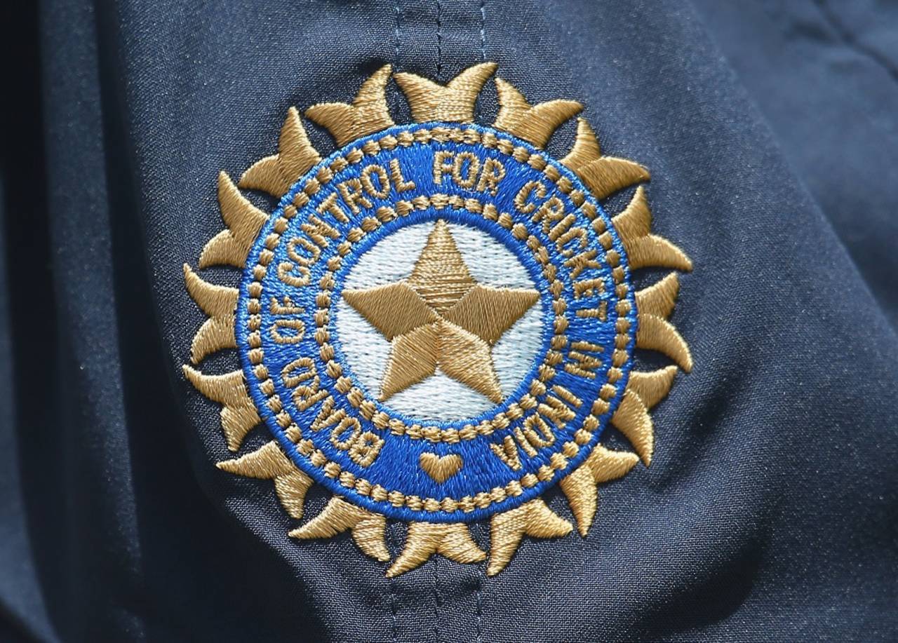 The BCCI logo on the Indians' kit, Cricket Australia XI v Indians, 1st day, Tour match, Adelaide