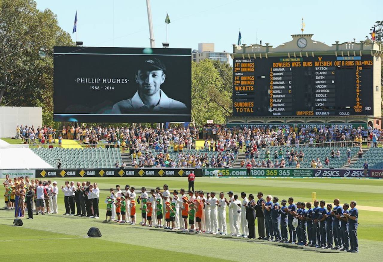 The 63-second applause for Phillip Hughes, Australia v India, 1st Test, Adelaide, 1st day, December 9, 2014