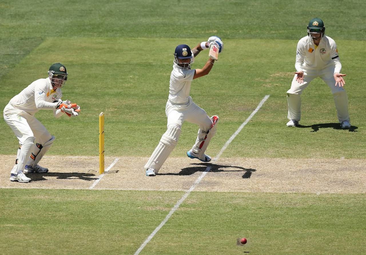 Virat Kohli in Adelaide in 2014: a Test that underlined his stature as one of the great batters&nbsp;&nbsp;&bull;&nbsp;&nbsp;Getty Images