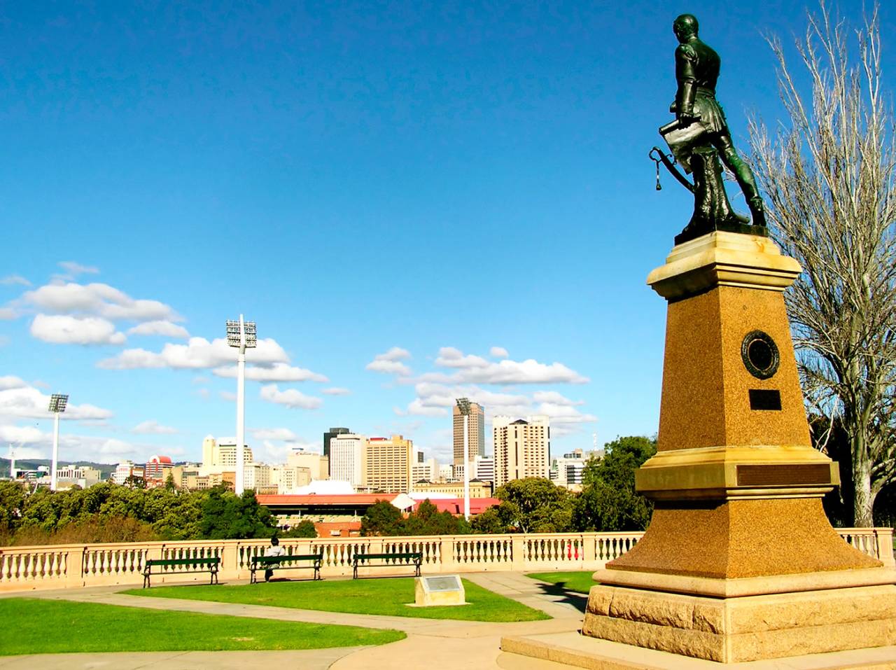 The statue of Colonel Light in Light's Vision on Montefiore Hill overlooks the Adelaide Oval&nbsp;&nbsp;&bull;&nbsp;&nbsp;Getty Images