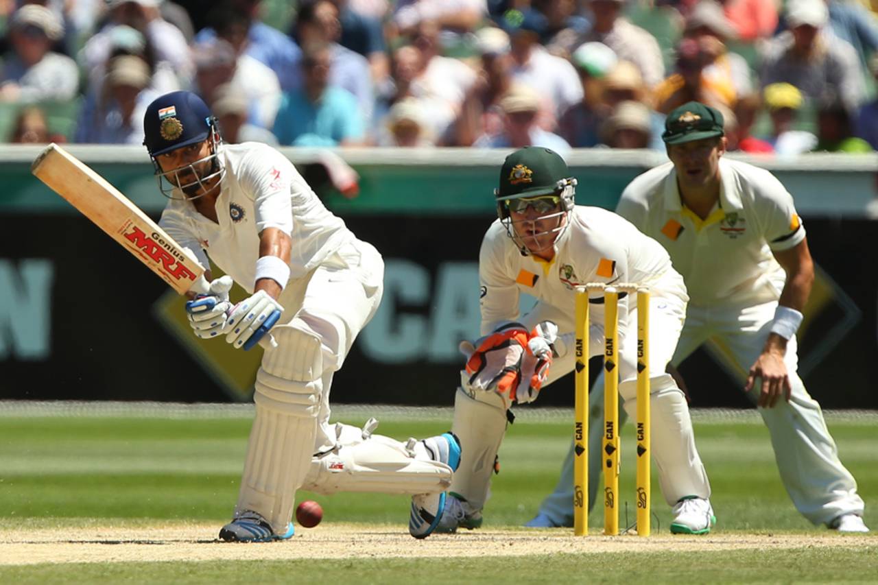 Virat Kohli times one onto the on side, Australia v India, 3rd Test, Melbourne, 3rd day, December 28, 2014