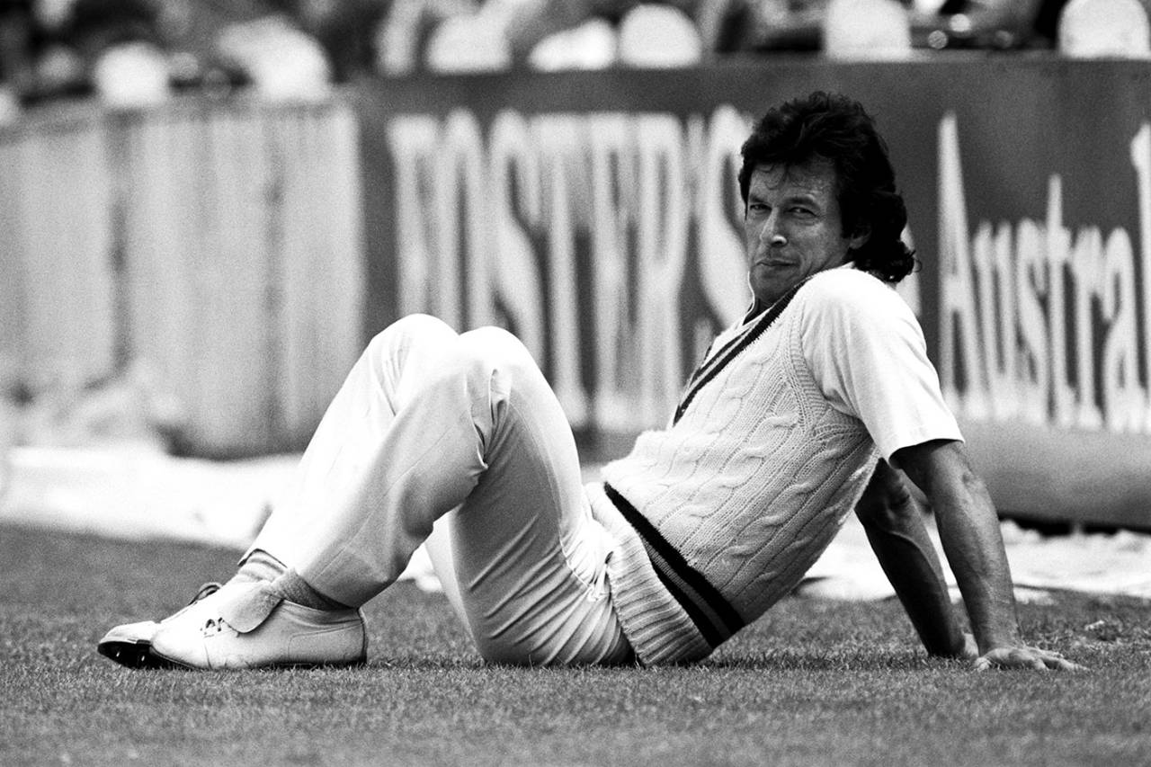 Imran Khan relaxes in the outfield, England