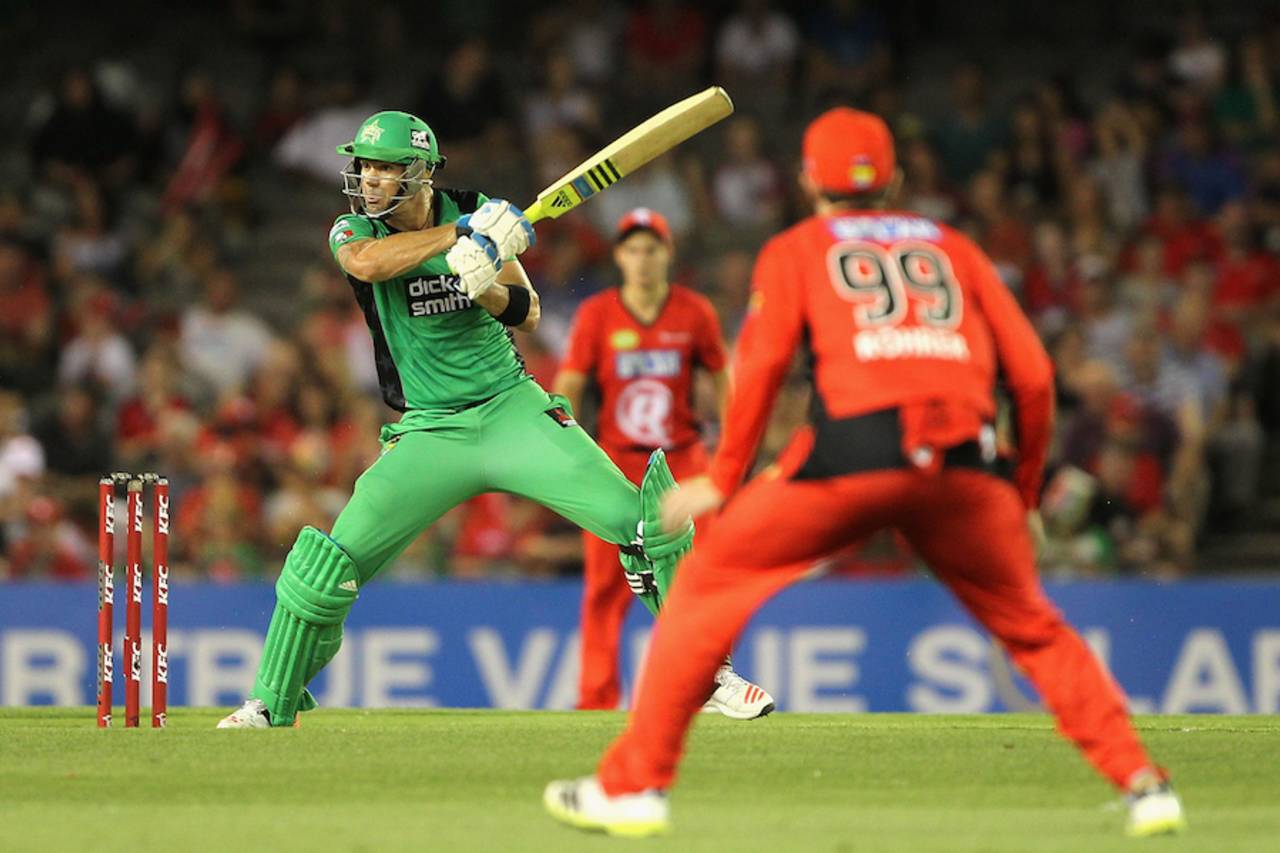 Kevin Pietersen targets the off side, Melbourne Renegades v Melbourne Stars, Big Bash League 2014-15, Melbourne, January 3, 2015