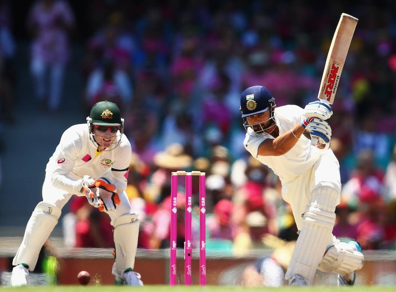Virat Kohli drives through cover, Australia v India, 4th Test, Sydney, 3rd day, January 8, 2015