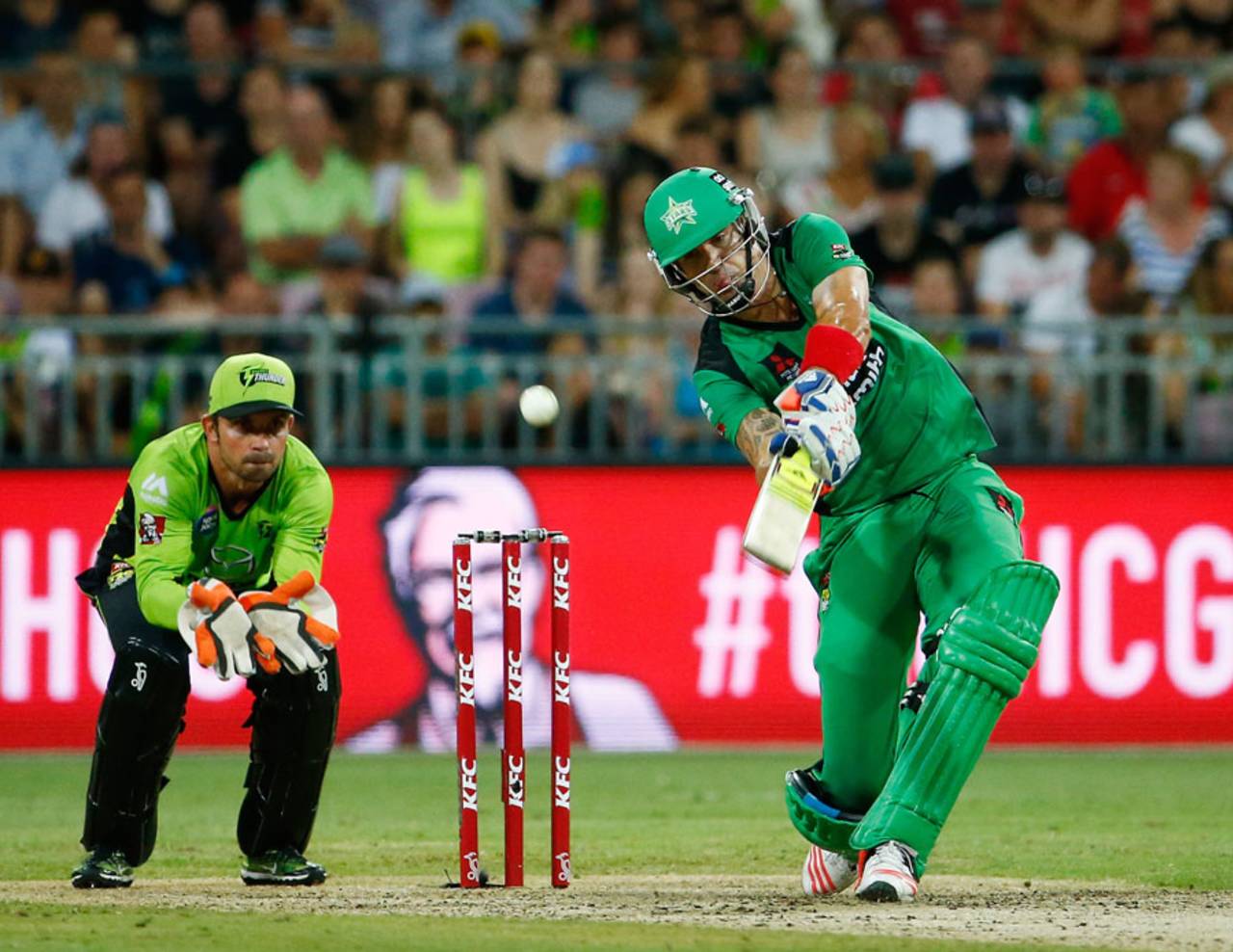 Kevin Pietersen muscled 10 fours and a six during his 42-ball 67, Sydney Thunder v Melbourne Stars, BBL 2014-15, Sydney, January 17, 2015