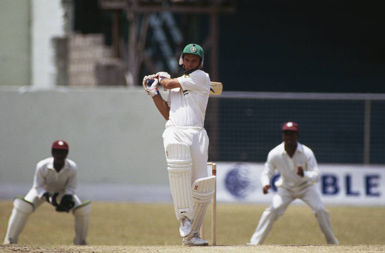 Kepler Wessels in action in South Africa's first Test since readmission, West Indies v South Africa, only Test, Barbados, 2nd day, April 19, 1992