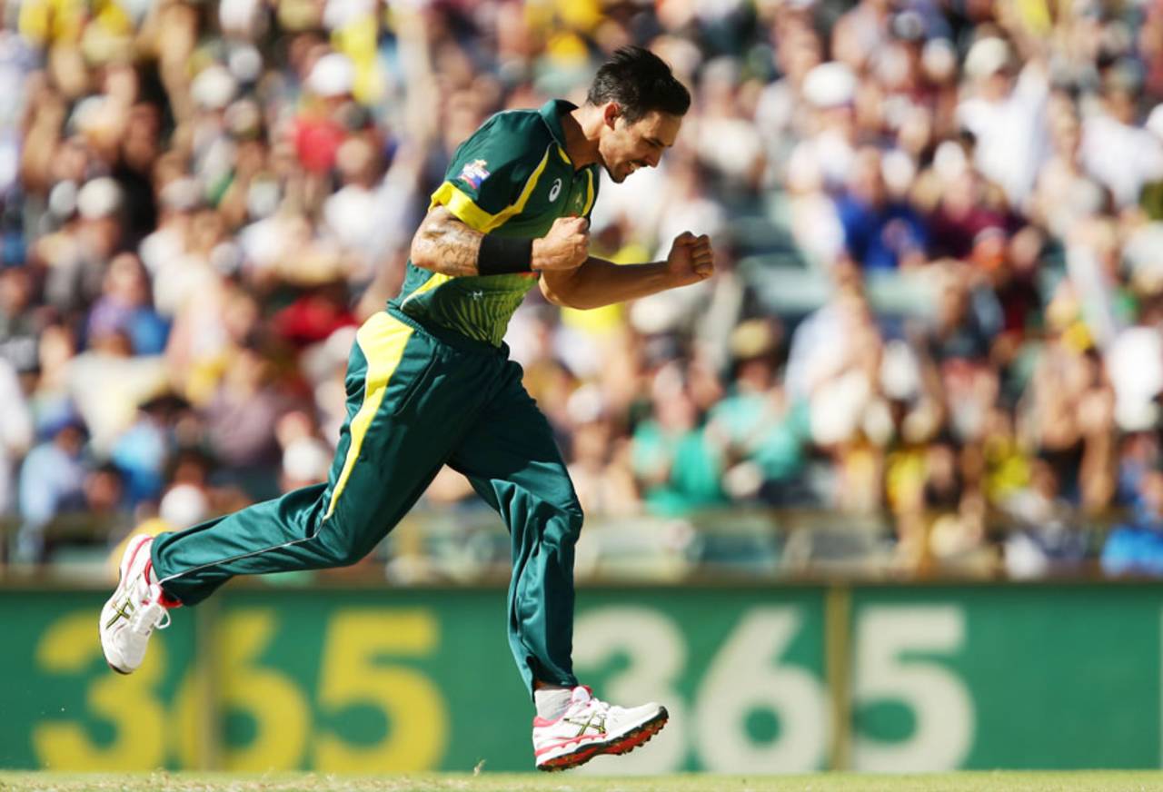 Mitchell Johnson: "I believe in a bit of pace and bounce in the wicket, it brings batters and bowlers into the game, so if you stray from your lengths or your lines you get punished on good wickets, if you bowl really good areas you get the nicks"&nbsp;&nbsp;&bull;&nbsp;&nbsp;Getty Images