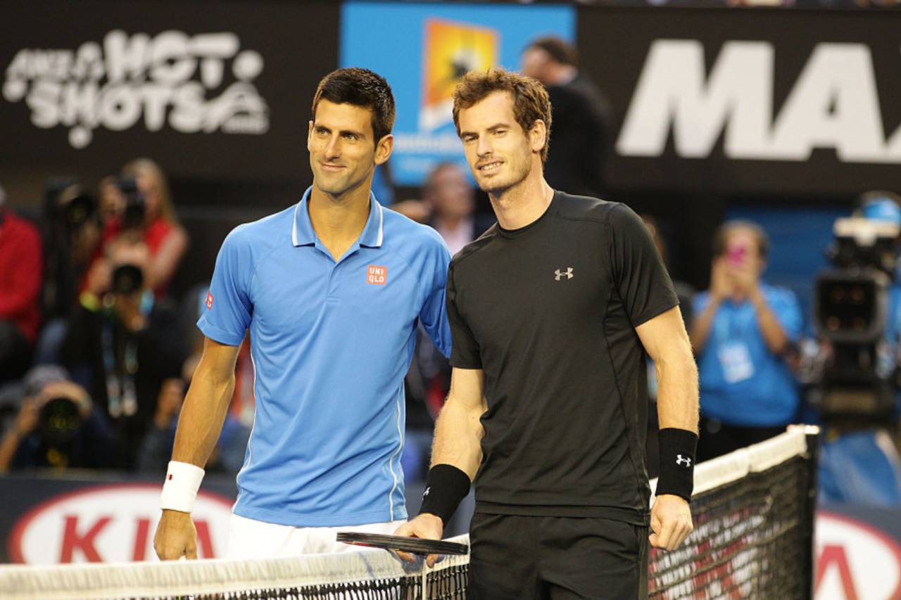 Novak Djokovic and Andy Murray ahead of the 2015 Australian Open men's singles final, Melbourne, February 1, 2015