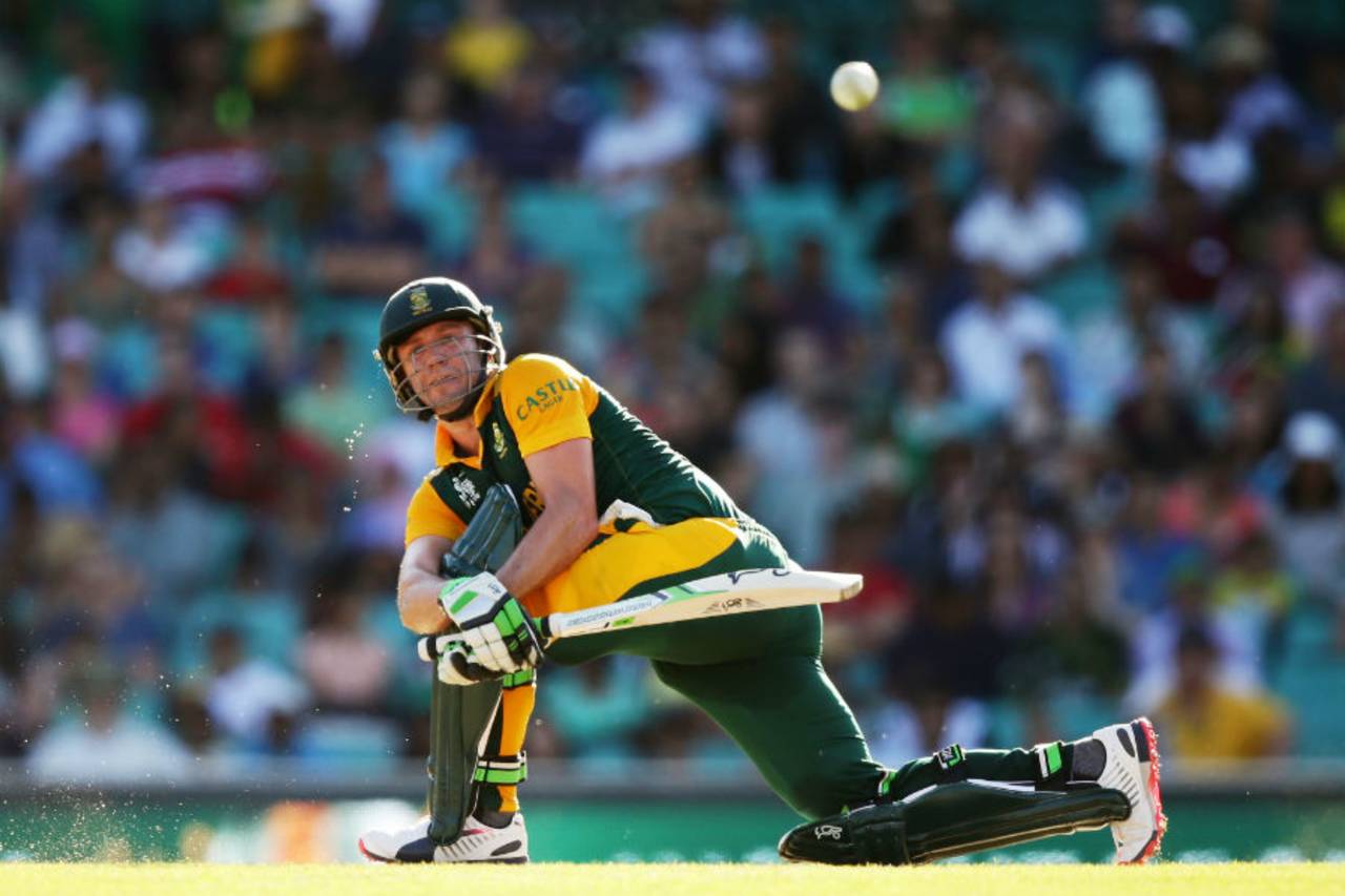 AB de Villiers scored 55 runs off his last 13 deliveries, South Africa v West Indies, World Cup 2015, Group B, Sydney, February 27, 2015