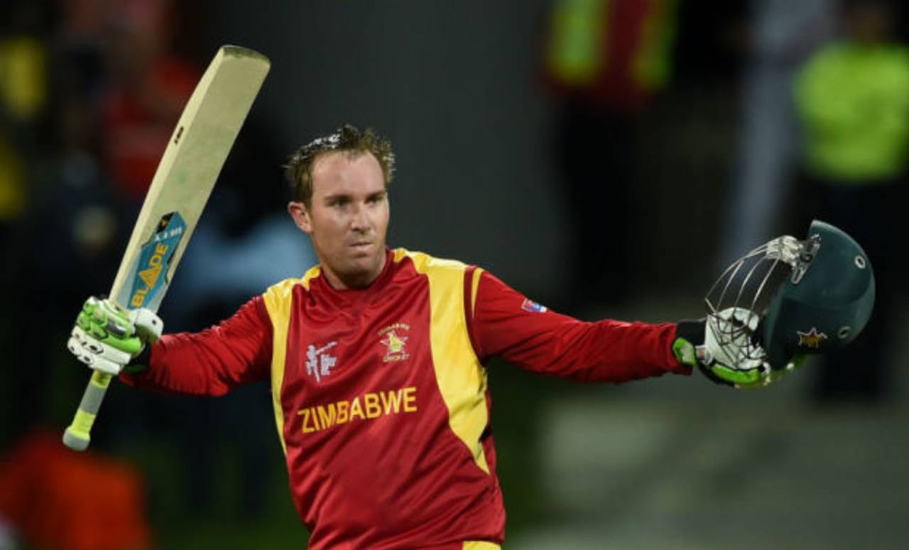 Brendan Taylor struck 11 fours and four sixes in his 91-ball 121, Ireland v Zimbabwe, World Cup 2015, Group B, Hobart, March 7, 2015