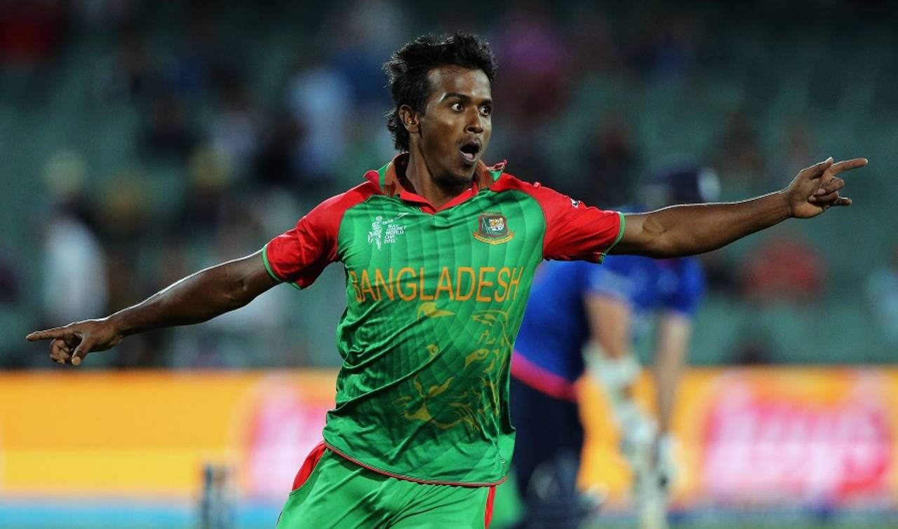 Rubel Hossain produced a double strike in the 49th over, England v Bangladesh, World Cup 2015, Group A, Adelaide, March 9, 2015