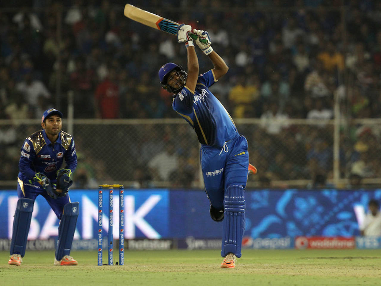 Deepak Hooda struck two sixes, Rajasthan Royals v Mumbai Indians, IPL 2015, Ahmedabad, April 14, 2015