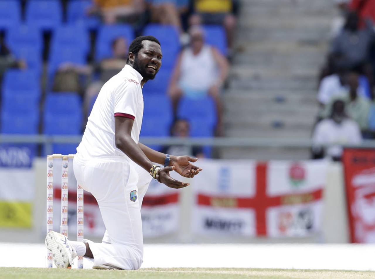 It was another day of toil for Sulieman Benn, West Indies v England, 1st Test, North Sound, 4th day, April 16, 2015