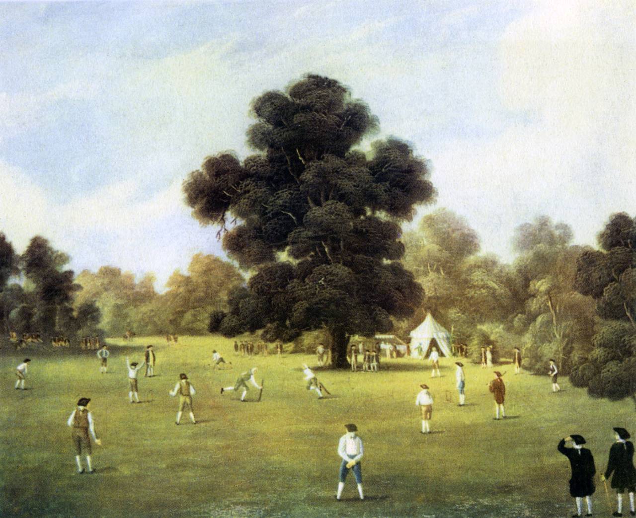 The gentlemen of Surrey and Kent play cricket at Knole Park, Kent, the home of John Sackville, 1775&nbsp;&nbsp;&bull;&nbsp;&nbsp;Culture Club/Getty Images