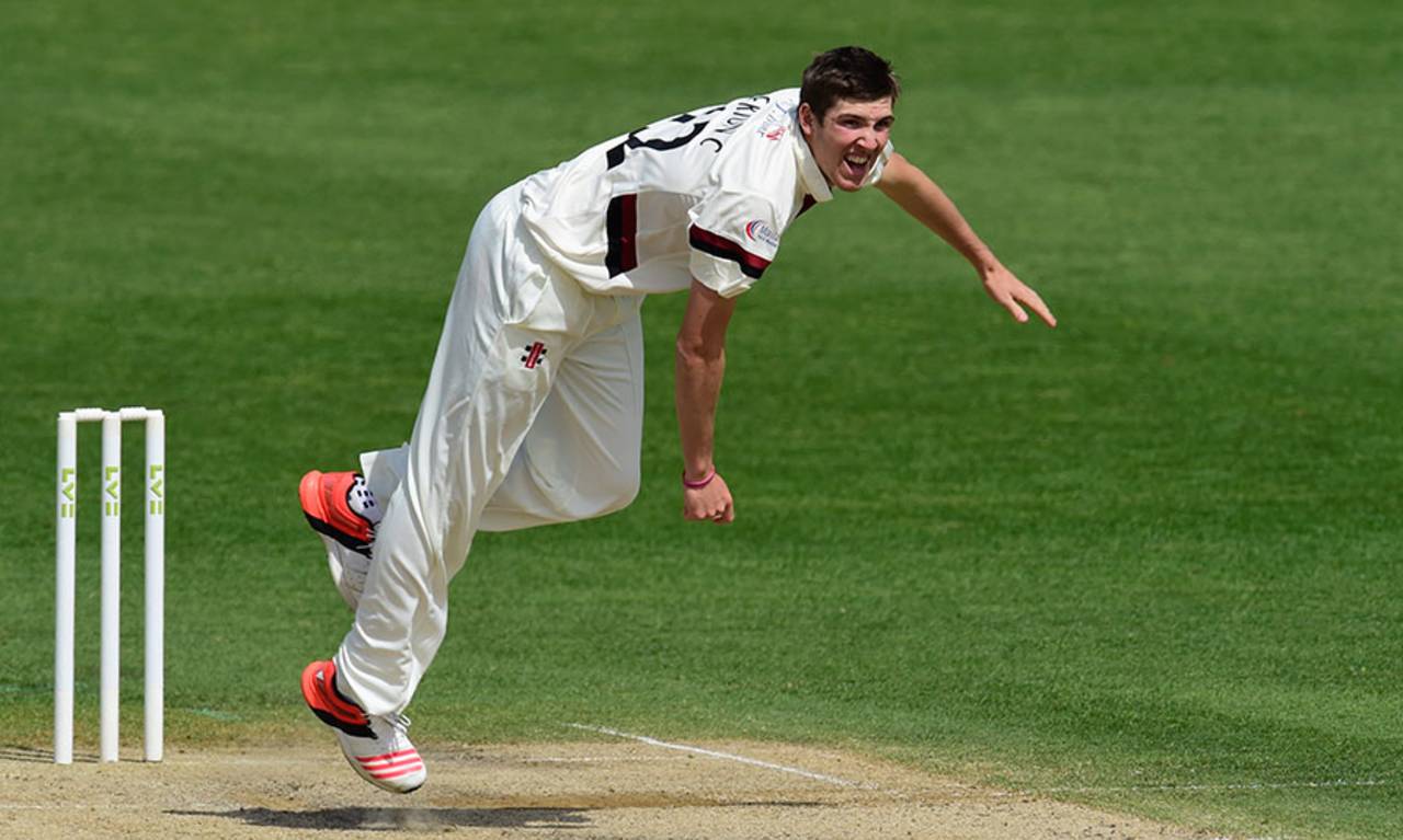 Craig Overton made the breakthrough removing Alex Gidman, Worcestershire v Somerset, County Championship Division One, New Road, 2nd day, May 4, 2015